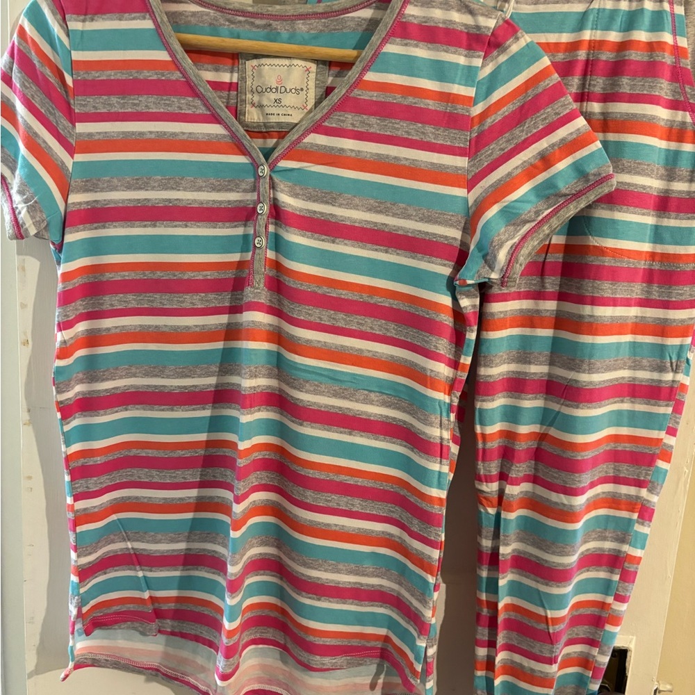 Cuddl Duds Multicolor Striped Pajama Set